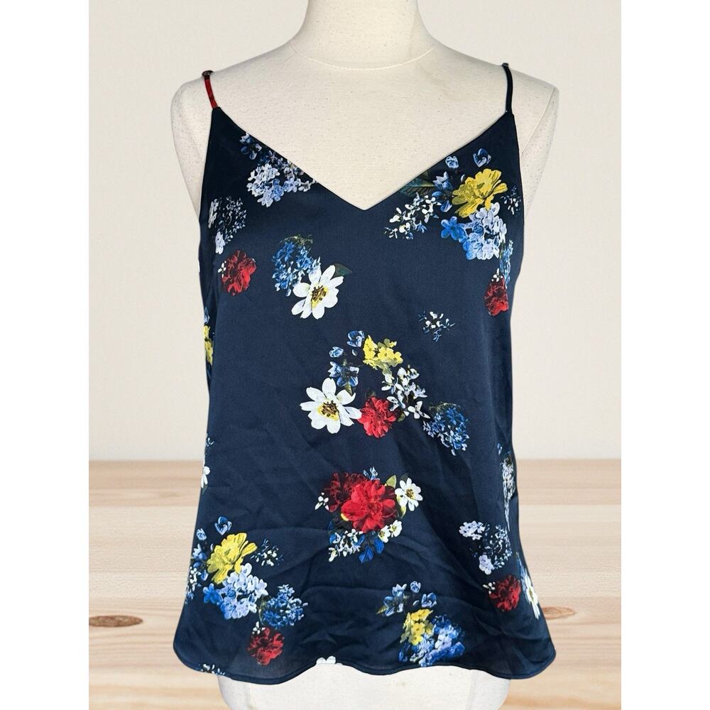 Banana Republic Black Floral Camisole Top Black Sz M Lined Adjustable Strap Boho
